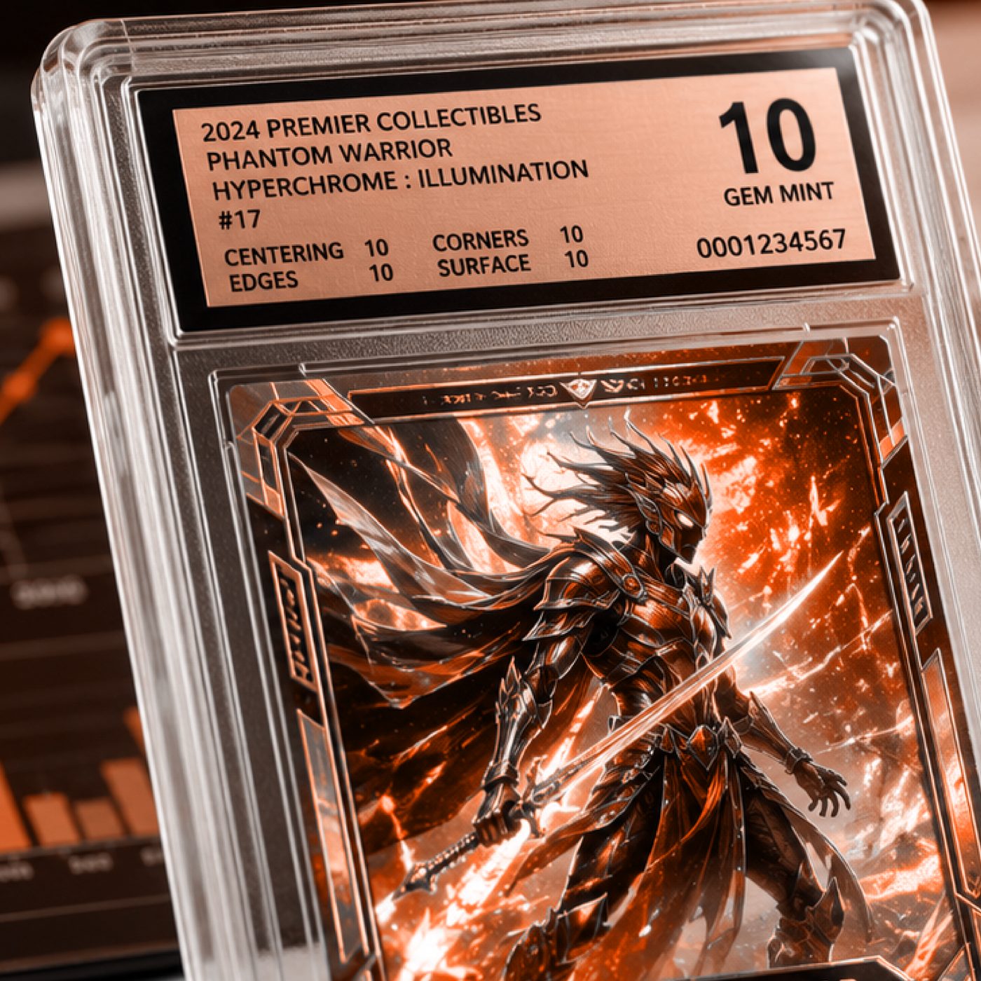 Professionally graded asset under magnified inspection