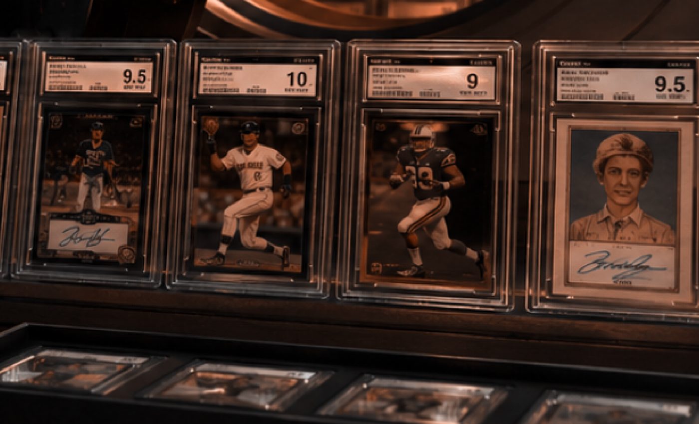 Row of professionally graded collectible assets safeguarded inside a vault